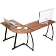 thumbnail image 4 of ZENY Modern L-Shaped Computer Desk with Sturdy Metal Frame - Walnut Finish Ergonomic Workstation, 4 of 12