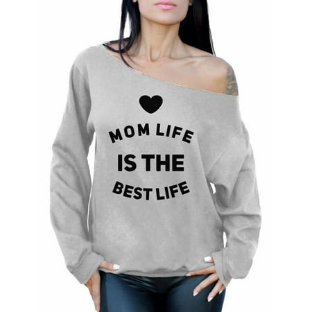 Awkward Styles Women's Mom Life Is The Best Life Graphic Off Shoulder Tops Oversized Sweatshirt Cute Mother's Day