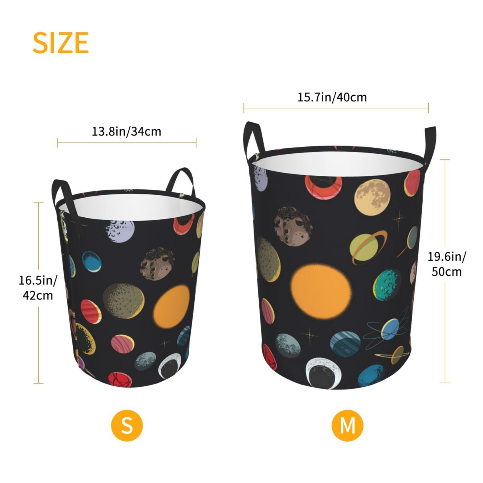 Large Laundry Basket with Handles - Planets And Their Moons Kids Baby Dirty Clothes Laundry Hamper for Bedroom Aesthetic
