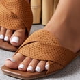 thumbnail image 3 of GERsome Womens Square Open Toe Sandals Summer Comfort Slip On Beach Flat Slide Sandals, Brown Size 6.5, 3 of 9