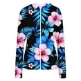 thumbnail image 4 of Warop Womans Zip Up Hoodie, Long Sleeve Tropical Print Thumbhole Sun Protection Jacket, Beach Swim Cover Up Summer, 4 of 5