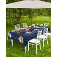 thumbnail image 3 of Navy Blue Christmas Outdoor Tablecloth - 60x102 Inch Rectangle Dining Table Cover, Xmas Balls Snowflake Botanical Waterproof Outdoor Table Cloth with Umbrella Hole & Zipper for Picnic/Patio, 3 of 5