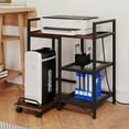 thumbnail image 3 of ZYPPP 25” x 16” 3-Tier Printer Table with Storage Shelves, Wheels for Home Office, 3 of 10