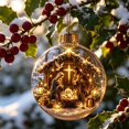 thumbnail image 4 of Light Up Christmas Ornaments, 3.1in Glowing Nativity Manger Holiday‑Scene Hanging Ball, Acrylic Christmas Tree Decoration, Festive Keepsake Ornament for Mantel, Window and Home Decor, 4 of 7