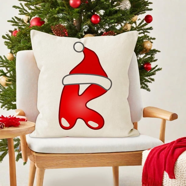 Hot6sl Ofertas y Liquidaciones Funda de Almohada con Letras Navideñas, Funda de Almohada Decorativa para Sofá Festivo, Funda de Cojín con Estampado de Lino