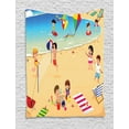 thumbnail image 1 of Kids Sports Tapestry, Beach Volleyball Little Kids Playing by the Sea Summer Baby Holiday Nursery, Wall Hanging for Bedroom Living Room Dorm Decor, 40W X 60L Inches, Multicolor, by Ambesonne, 1 of 2