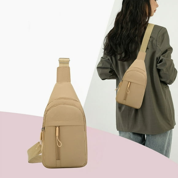 Bolso de pecho de tela, bolso cruzado, bolso de pecho deportivo, bolso de pecho portátil con múltiples bolsillos de almacenamiento