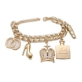 thumbnail image 1 of Women Gold Metal Chain Bracelet Crown Shoe Perfume Lipstick Infinity, 1 of 10