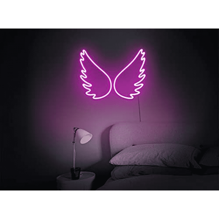 18.11x13.39 Angel wing pink Neon Light Sign LED Night Lights USB Operated  Decorative Marquee Sign Bar Pub Store Club Garage Home Party Decor 