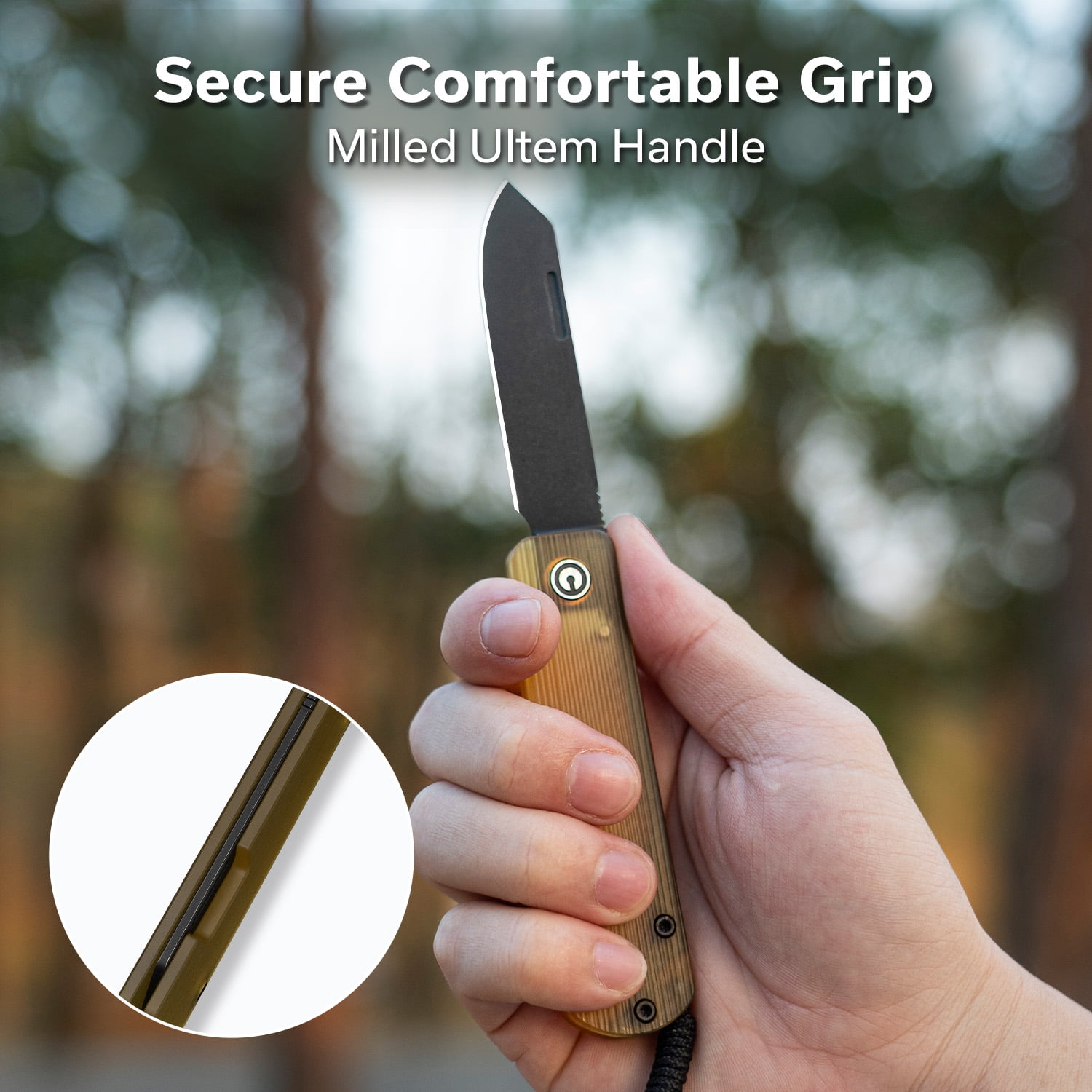 CIVIVI Knives Slippy Sendy Amber Ultem & Nitro-V Stainless Steel Pocket Knife C24075A-1
