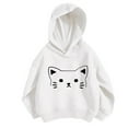 thumbnail image 2 of Tfken Hoodies For Girls Hooded Cat Print Sweatshirt Tops Long Sleeve White Size 7-8 Years, 2 of 3