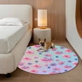 thumbnail image 2 of Spring Floral Round Area Rug 3Ft Washable Small Circle Rugs for Kitchen Entryway, Purple Pink Blue Flower Summer Botanical Non-Slip Carpet Floor Mats Indoor Outdoor Carpet Runner Aesthetic Home Decor, 2 of 8