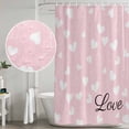 thumbnail image 5 of Valentines Day Shower Curtain, Waterproof Shower Curtains for Bathroom, Pink White Love Hearts Romantic Washable Fabric Bathtub Curtain Set Bath Decor with 12 Hooks Long 72"x84", 5 of 8