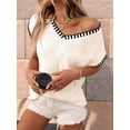 thumbnail image 4 of Suéter Sin Mangas para Mujer, Informal, con Cuello en V y Mangas , Tejido de Punto, Color Cremoso, Talla XL, 4 of 9