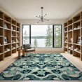 thumbnail image 2 of ODIKA 9'x12' Washable Area Rug Non-Slip, Chair-Friendly Felt Turtle Wave Marine Nautical Underwater Coral Reef Ocean Flowing Dynamic for Dining Room, Basement, Large Office, 2 of 7