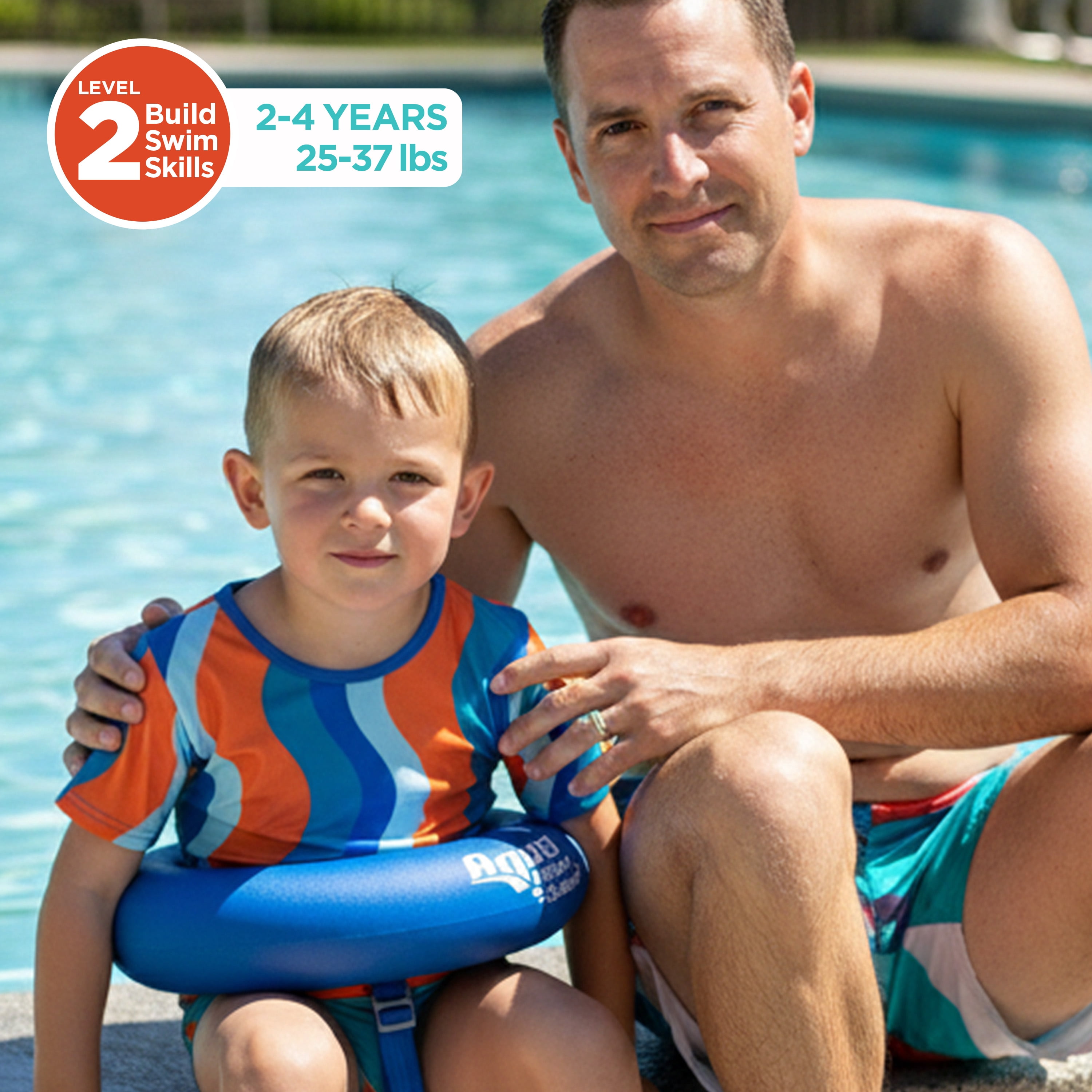 Aqua SwimSchool Inflatable Tot Trainer Pool Float with Adjustable Strap, Ages 2-4, 25-37 lbs, Blue