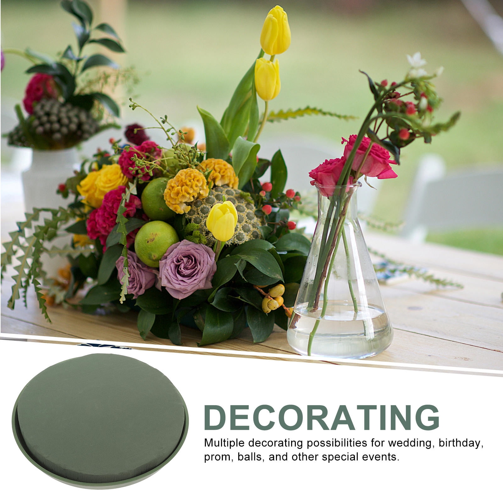 FOMIYES Green Floral Foam Disc Set with Mud Tray for Wedding Car Flower Arrangements and Floral Design Supplies