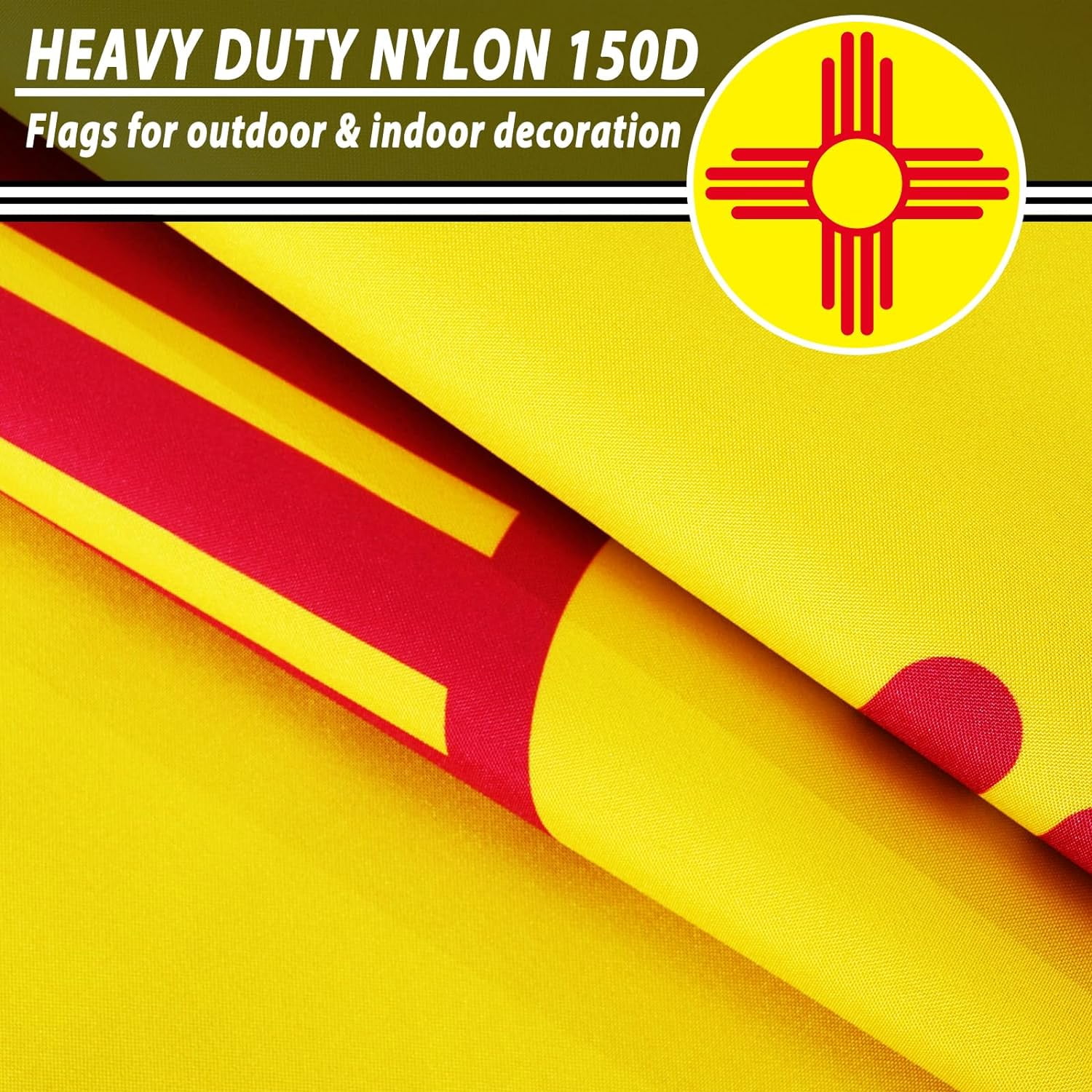 FLAGWIN New Mexico Flag 3x5 FT - 3 Ply Double Sided Polyester New Mexico State Flag with Brass Grommets - Vivid Color and Fade Proof State of New Mexico Flag 3x5 Outdoor