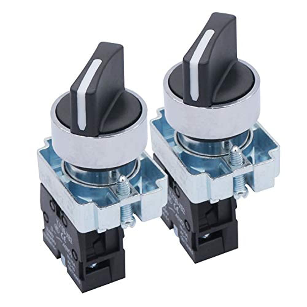 Tulead XB2-BD21 Rotary Selector Switch 2 Positions Rotary Switch 240V 3A Outlet Select Switches Pack of 5