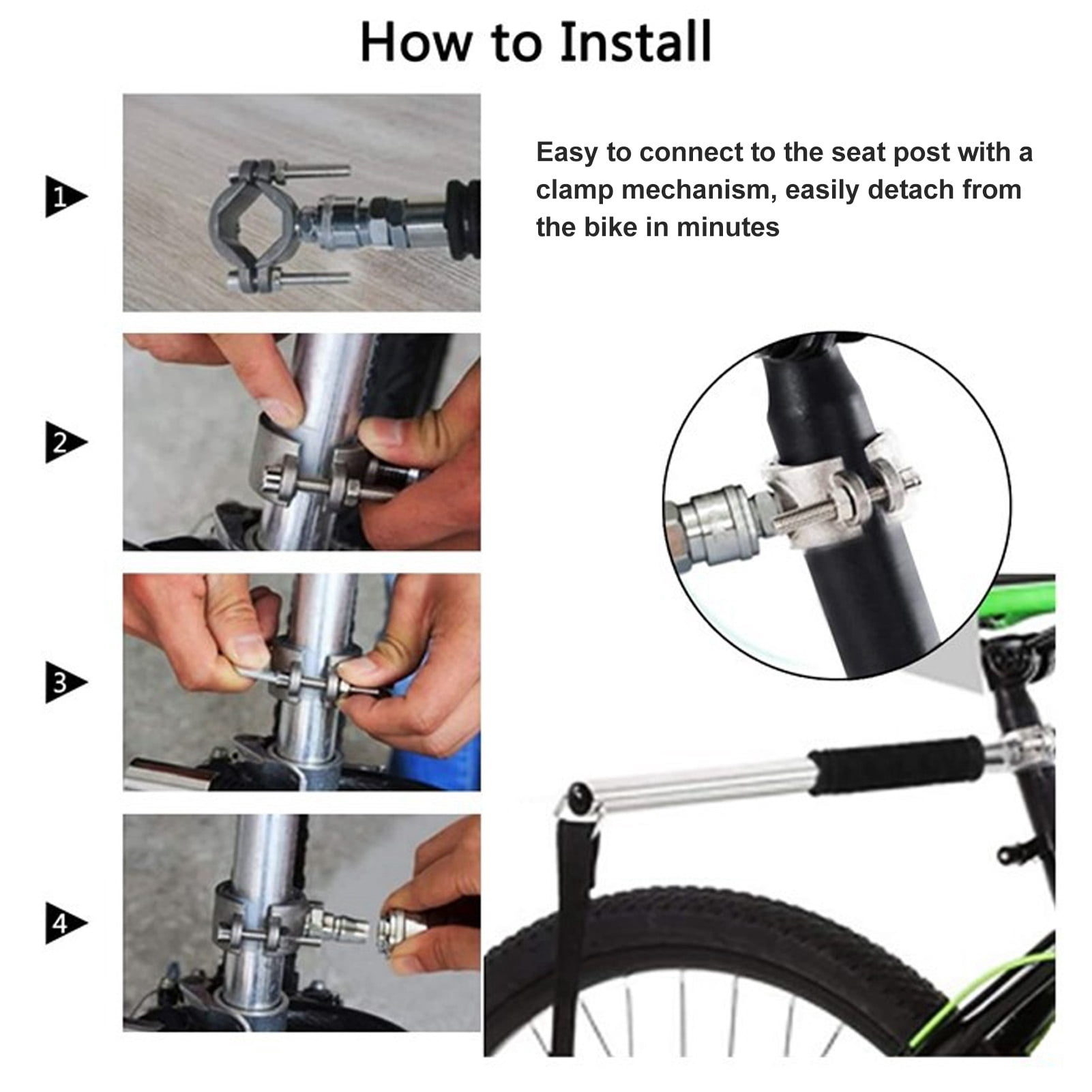 LAZIOEGR Retractable Bicycle Dog Leash High Strength Stainless Steel Safety Exerciser for Hands-Free Jogging and Training Outdoors - Compatible with Most Bikes (18.1 inches / 46 cm)