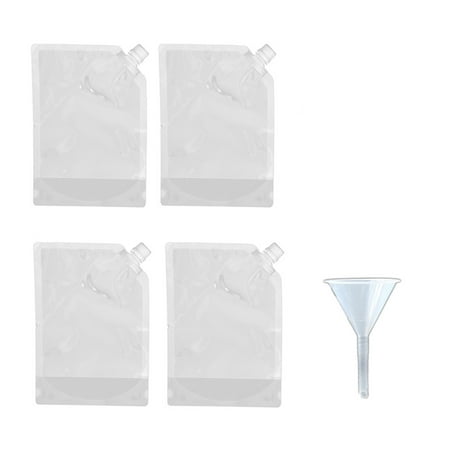 

7 Pcs Transparent Self-reliance Wine Bag Reusable Plastic Drinking Flasks Collapsible Flask Holder with Funnel for Wine Liquor B