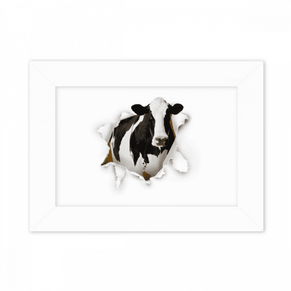 Damage Animal Paper Cows Art Deco Fashion Photo Mount Frame Picture Art Painting Desktop 5x7 inch
