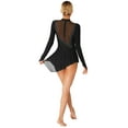 thumbnail image 3 of Oyolan Women Glitter Rhinestone Figure Skating Dress Irregular Hem Mesh Patchwork Performance Dance Black XL, 3 of 7