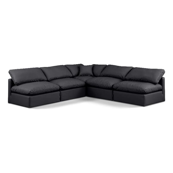 Meridian Furniture Indulge 105" Black Vegan Leather L-Shaped Modular Sectional