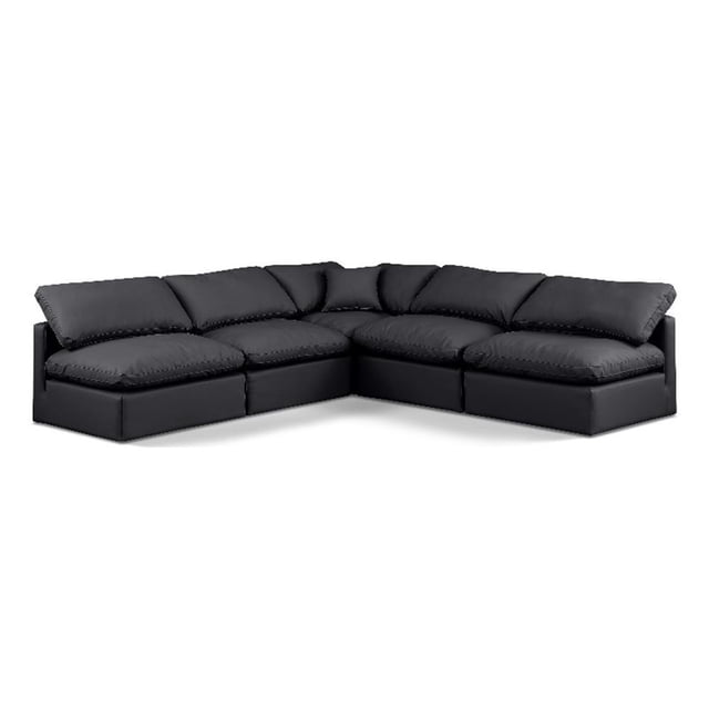 Meridian Furniture Indulge 105" Black Vegan Leather L-Shaped Modular Sectional