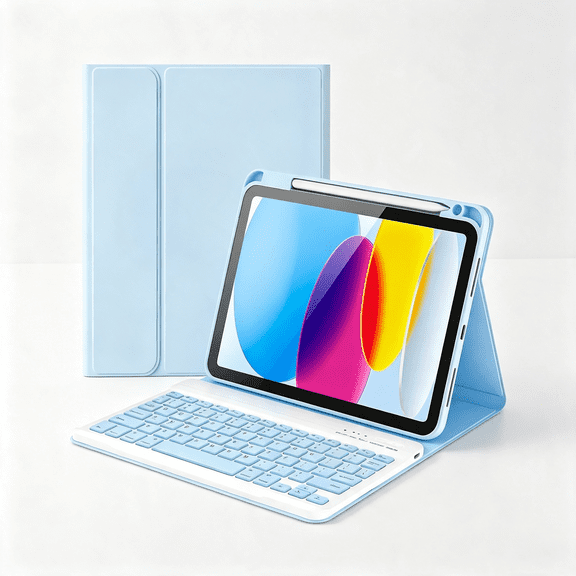 KUMEE for Ipad 11Th 10Th Generation Case with Keyboard, Light Blue | Detachable Wireless Keyboard Case for Ipad A16 11 Inch 2025\/10Th Gen 10.9 Inch 2022, with Pencil Holder