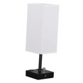 thumbnail image 3 of Bedside Lamp with USB Port Dual Outlets with Linen Shade NightStand Lamp White, 3 of 9