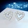 thumbnail image 7 of Cuoka Heart Stud Earrings 925 Sterling Silver Halo Cubic Zirconia Stud for Women 18K White Gold Plated Fashion Jewelry Birthday Valentine's Day Gift for Sensitive Ears, 7 of 7