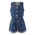 thumbnail image 4 of EnJoCho Teen Kids Girls Summer Clothes Denim Cam𝗂sole Top + Raw Hem Ripped Jeans Shorts 2PCS Outfits Trendy Crop Tank Tops Short Set Preschool Girls Matching Shirt and Shorts Set, 4 of 7
