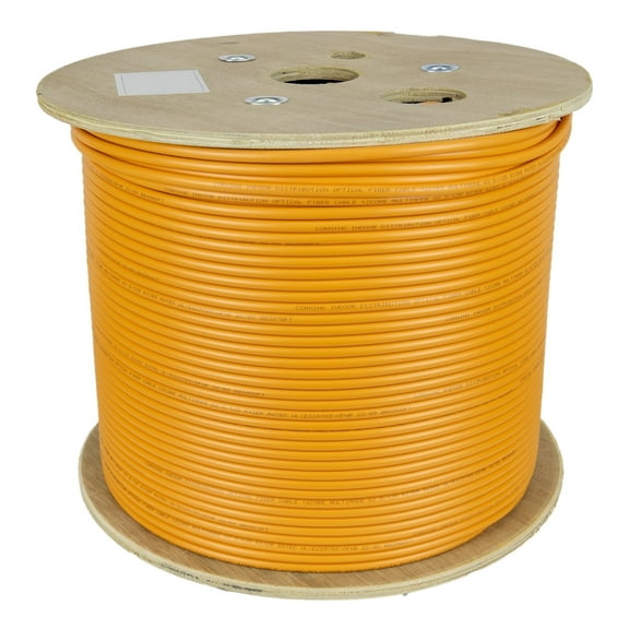 Orange 12-Fiber Indoor Distribution Fiber Optic Cable, Multimode 62.5/125 Micron, Riser Rated, Bulk 1000ft Spool