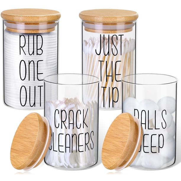 Dispensador de vidrio Apothecary Jars Lucomb Qtip Holder, 300 ml, 4 unidades