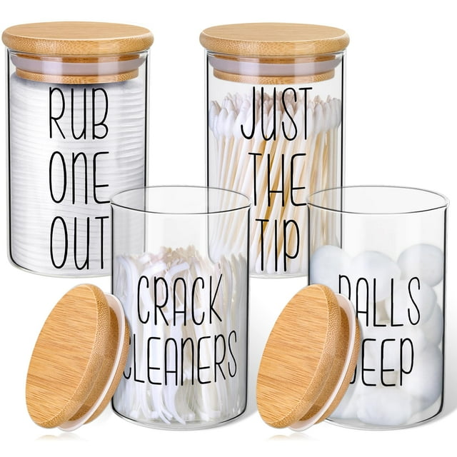 Dispensador de vidrio Apothecary Jars Lucomb Qtip Holder, 300 ml, 4 unidades