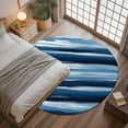thumbnail image 3 of 3.3ft Round Rug, Navy Blue Ombre Non-Skid Rubber Backing Large Area Rugs - Living Room Bedroom Home Office, Modern Oil Painting Waves Abstract Indoor Floor Mat Carpets Washable Rug, 3 of 9