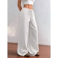 thumbnail image 6 of Wide Leg Pants for Women Flowy Palazzo Drawstring Elastic Waist Trousers Beach Vacation Clothes White XXXL, 6 of 8
