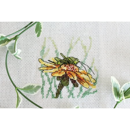 UPC: 4627167306088 | Cross Stitch Kit Grasshopper on Coneflower SM-622 Needlework MP Studia Flower Yellow