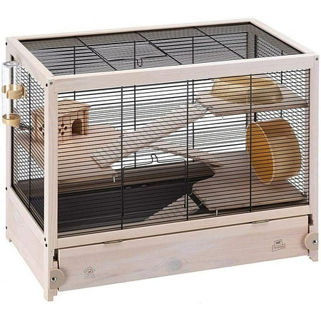 UPC: 0798549118880 | Ferplast Hamsterville Hamster Cage | Natural Wood Hamster Cage Includes ALL Accessories | 23.6L x 13.4W x 19.3H Inches  15 lbs.