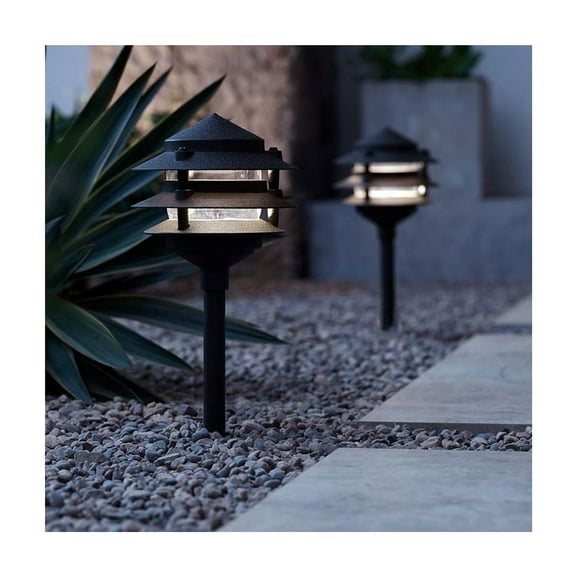 John Timberland Three-Tier Pagoda 11" High Modern Outdoor Landscape Path Light Porch House LED Bulb Weatherproof Black Aluminum