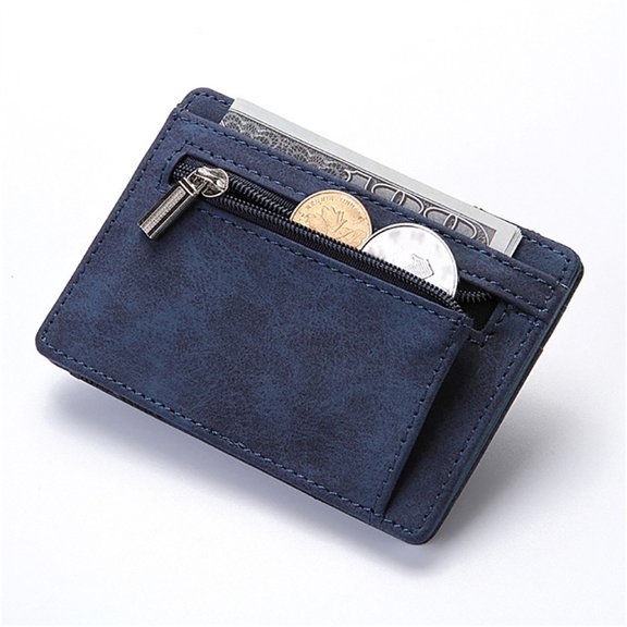 Hatiss New Men Male PU Leather Small Magic Wallets Zipper Coin Bank Card Case Holder