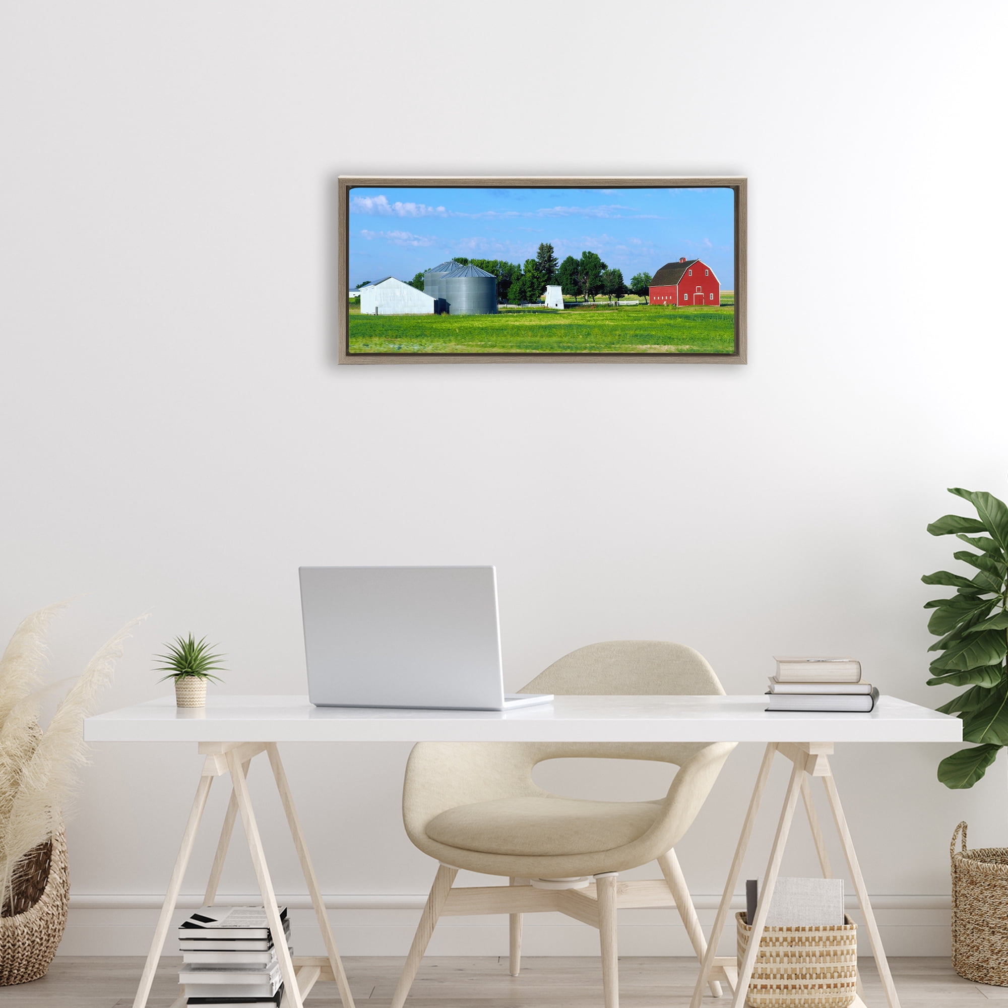 Stupell Industries Barn with Silo Brown Framed Floater Canvas Wall Art, design by Gail Peck