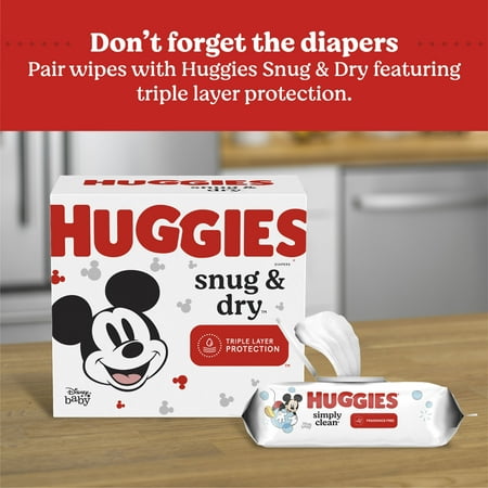 Huggies Simply Clean Unscented Baby Wipes, 2 Pack, 128Total Ct (Select for More Options)