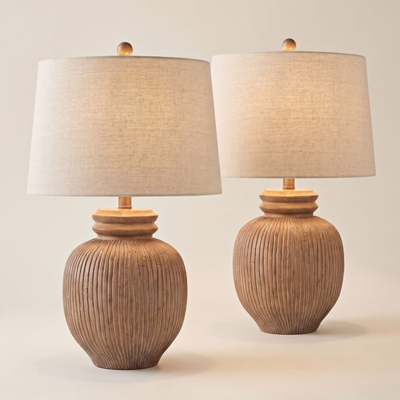 Possini Euro Design Corfu 24 1/2" High Beige Almond Table Lamp Set of 2