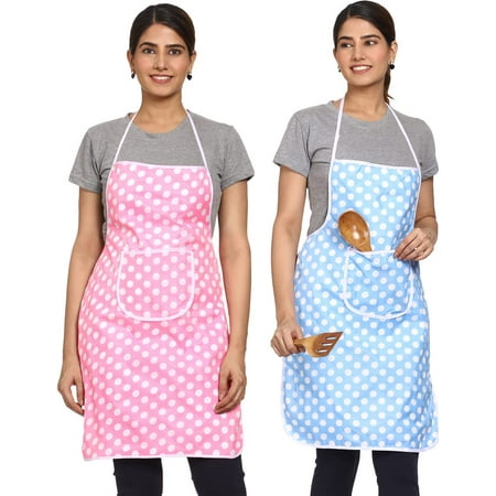 

JMI Cotton Dotted Waterproof Apron with Multipurpose Front Pocket Pack of 2 (Combo - 10)