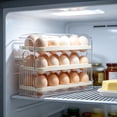 thumbnail image 3 of 30 Egg Refrigerator Holder, Stackable Plastic Organizer Box for Kitchen Fridge Door, Beige, 3 of 6