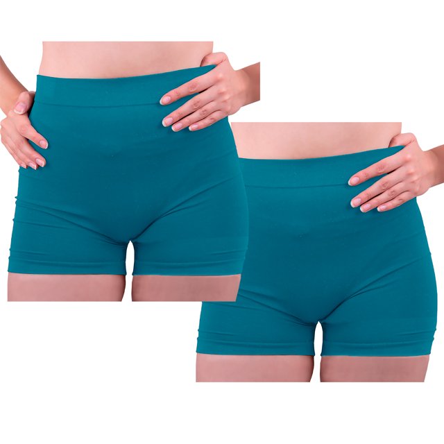 Paquete de 2 Short Licra Mujer, Turquesa-Turquesa, Corto, Unitalla, Deportivo, Atlético, Boxer