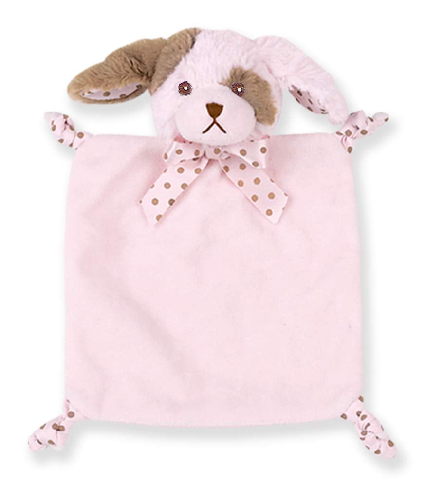 Bearington Baby Wee Wiggles, Small Pink Puppy Stuffed Animal Lovey Security Blanket, 8' x 7'