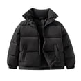 thumbnail image 2 of CYRBOKO Girls Puffer Jackets, Long Sleeve Lightweight Lapel Zip Up Winter Outerwear Black Size 10-12 T, 2 of 5